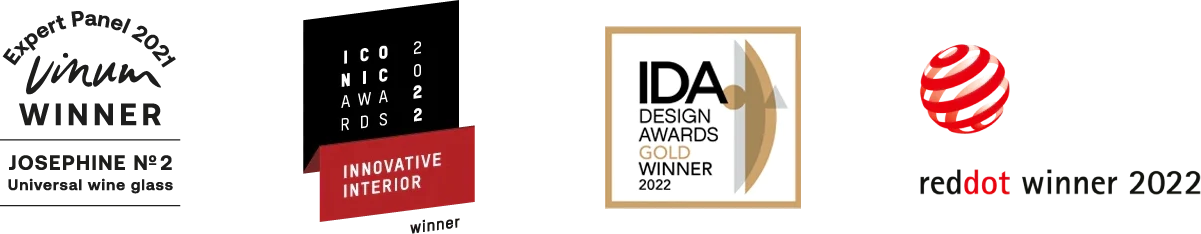 JOSEPHINE wins Vinum Universal glas Expert Panel 2021, ICONIC AWARDS 2022, GQ Home Awards 2022, House Beautiful Awards 2022, Red Dot Award 2022 and IDA Design Awards 2022